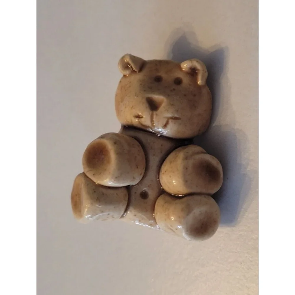 Ceramic Teddy Figurine Pin